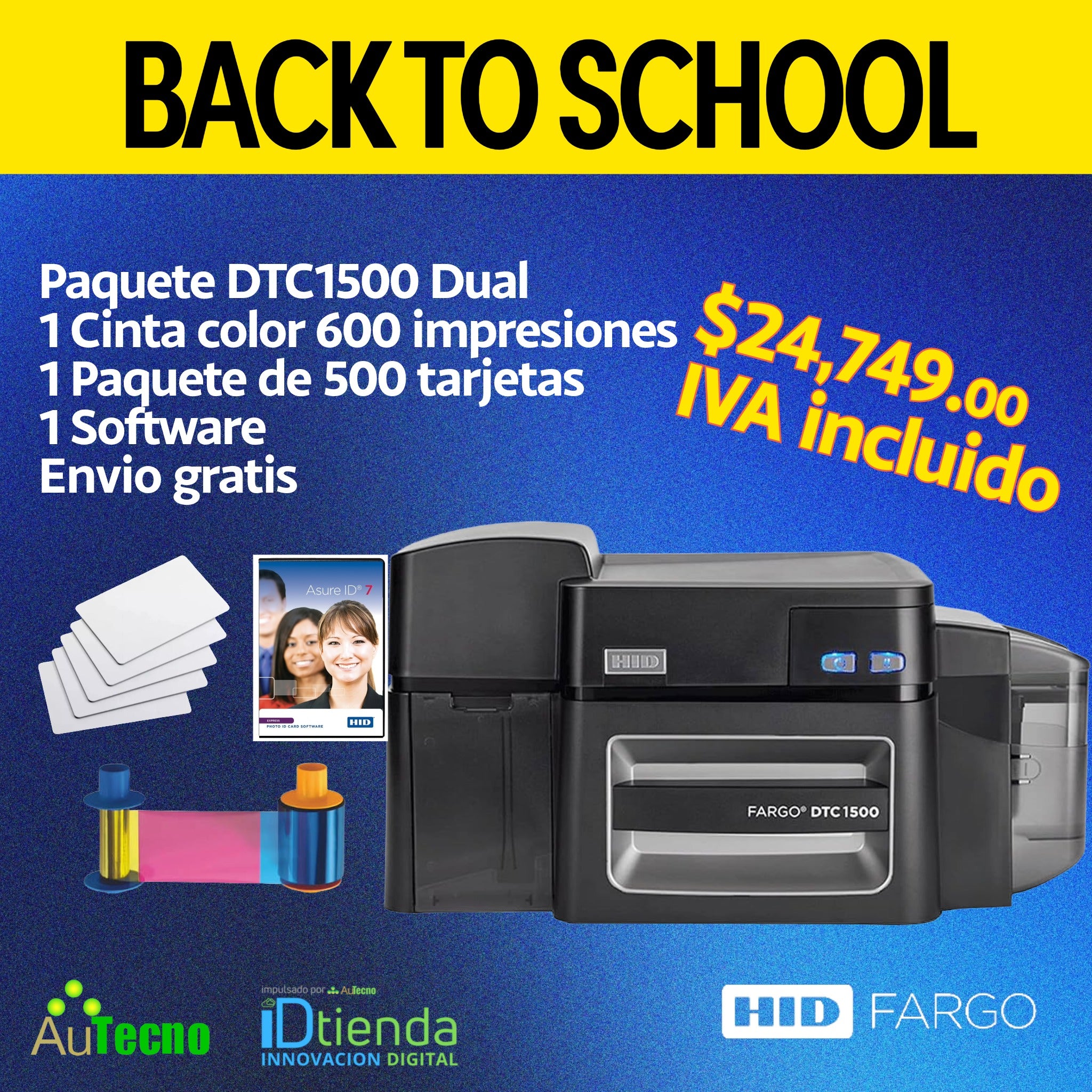 🎓Paquete listo para imprimir: HID Fargo DTC1500, paquete completo para escuela